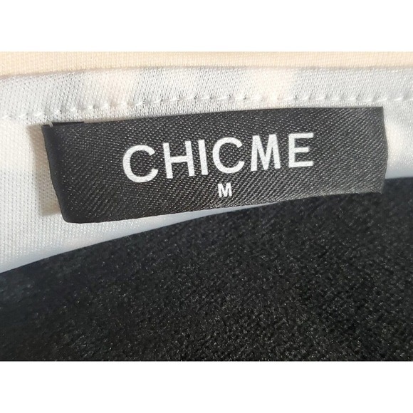 Chicme Beige Black Turn Down Collar Long Sleeve Casual Knee Length Dress Size M - Picture 9 of 12